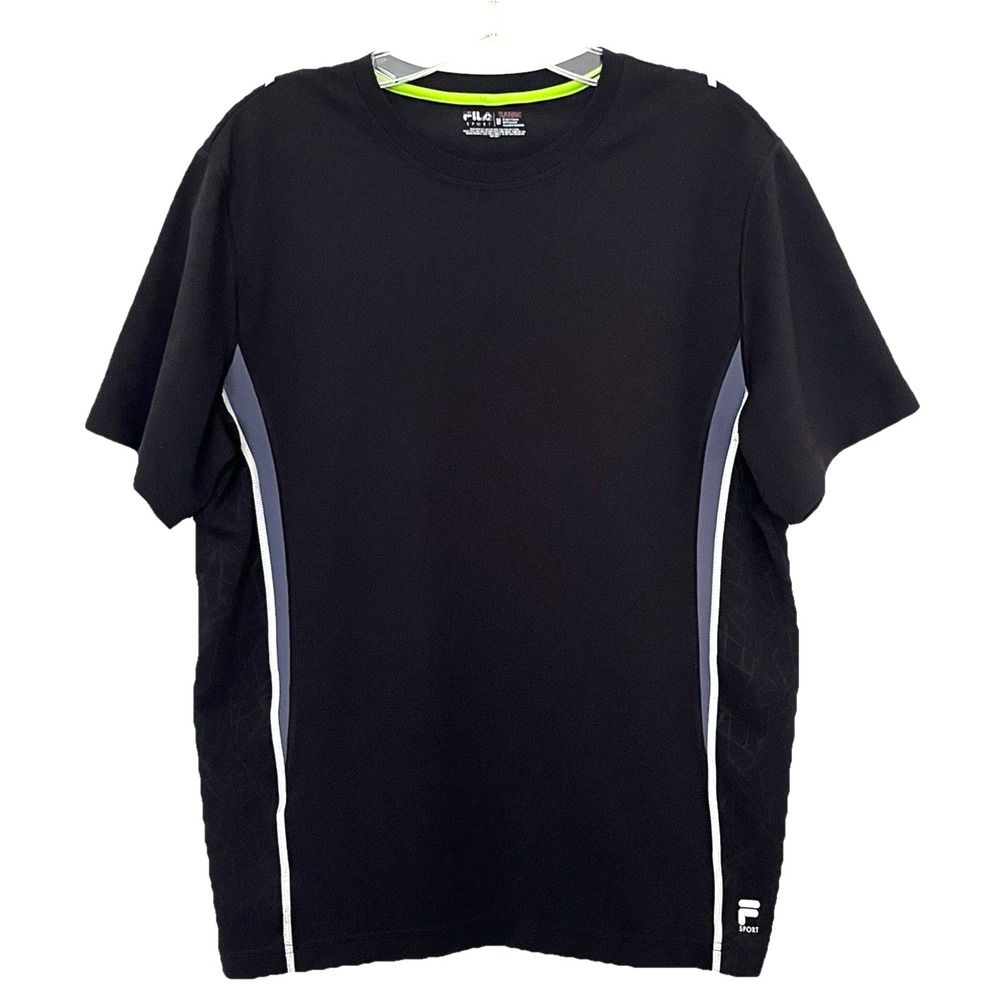 Fila Sport‎ Mens Performance Running Shirt M Black Short Sleeve Top Activewear